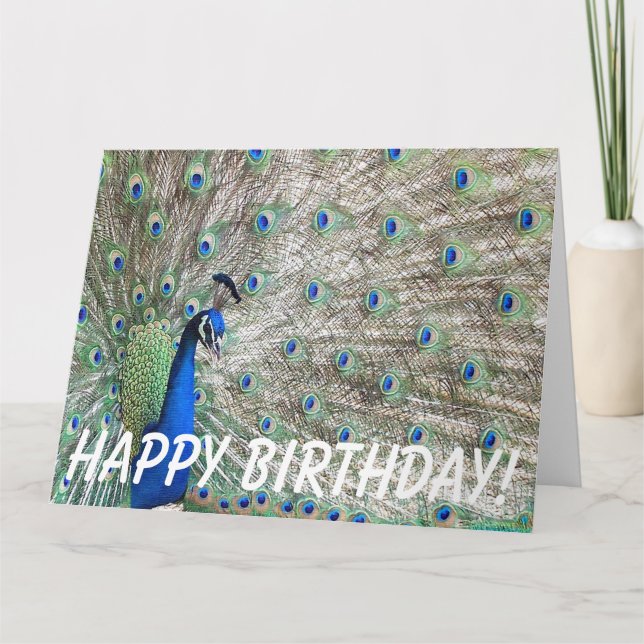 Peacock Bird Birthday - Grande Cartão (Frente)
