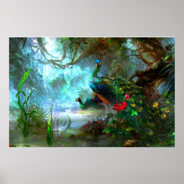 Peacock Bird Photo Nature Wall Poster (Frente)