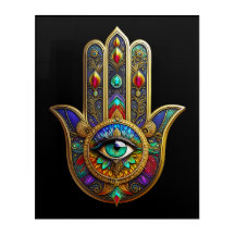 Peacock Color Flower Petals Hamsa Green Third Eye