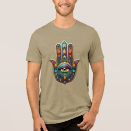 Peacock Colors Hamsa w/ Gold Third Eye