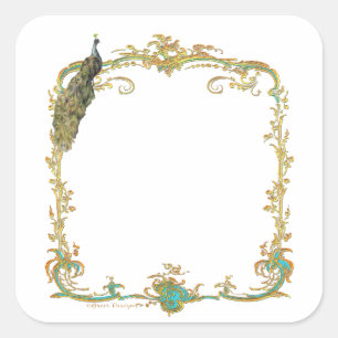 Peacock com o adesivo Frame Dourado "Save the Date