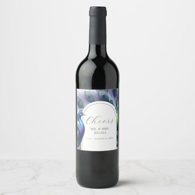 Peacock de Etiquetas de Vinho Personalizadas (Frente)