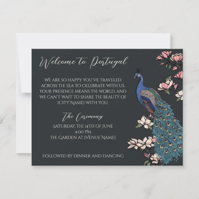 Peacock Destination Wedding Welcome & Program (Frente)