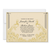 Peacock Elegance Art Deco Flair Casamento Convite