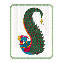 Peacock Elegance: Madhubani Art Poster