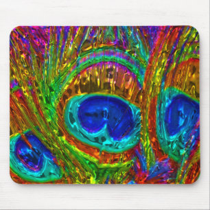 Peacock Feather Glass Art 1 Mousepad