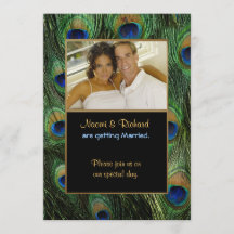 Peacock Feather Green - Convite para casamento de