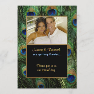 Peacock Feather Green - Convite para casamento de