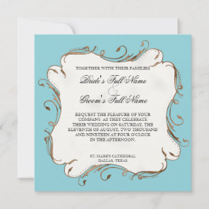 Peacock Feather n Swirls - Convite para Casamento
