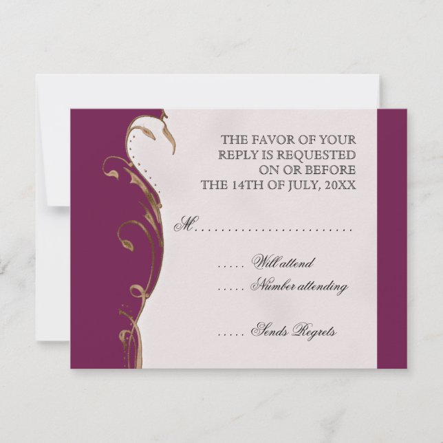 Peacock Feather n Swirls - Convite para Casamento (Frente)