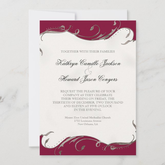 Peacock Feather n Swirls - Convite para Casamento (Frente)
