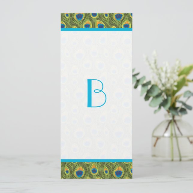 Peacock Feather Swirls Convite De Casamento (Em pé/Frente)