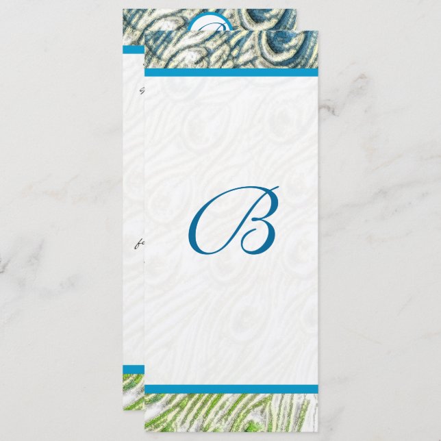 Peacock Feather Swirls Convite De Casamento (Frente/Verso)