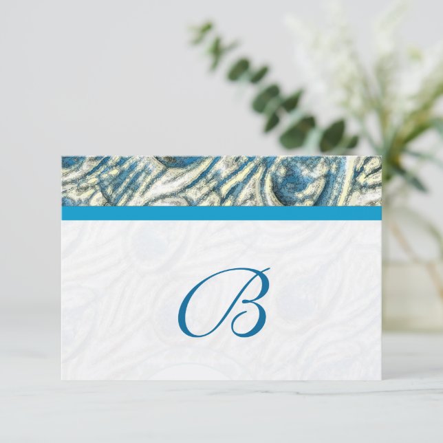 Peacock Feather Swirls Wedds RSVP (Em pé/Frente)