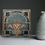 Peacock Feather Symbolism Belle Epoque Art Deco<br><div class="desc">Este azulejo cerâmico impressionante apresenta um padrão simétrico de penas de pavão inspirado nos períodos de Art Deco e Belle Epoque. A Época de Belle, ou "era bela", foi uma época de florescimento artístico e cultural na Europa do final do século XIX ao início do 20. A pena de pavão...</div>