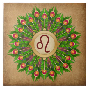 Peacock Feather Wreath Zodiac Sinal Leo