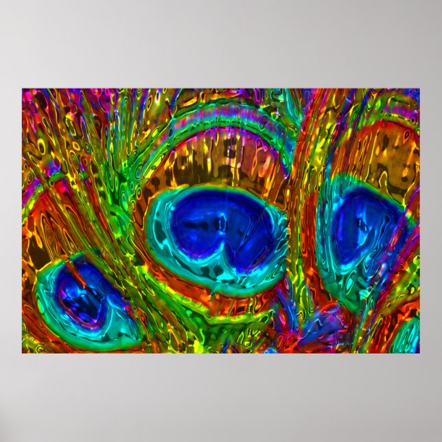 Peacock Feenas Glass Art 1, Poster (Frente)