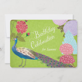 Peacock Floral sobre o Convite de Aniversário de L