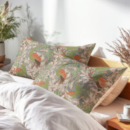 Peacock Garden in Orange Green Teal Beige