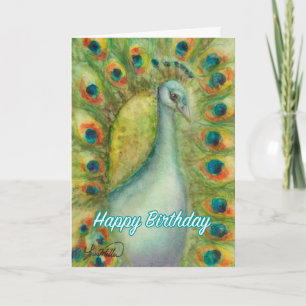 Peacock Happy Birthday, cartão de serendipação 