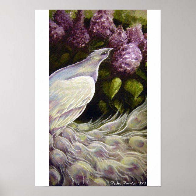 Peacock in the Lilacs Poster (Frente)