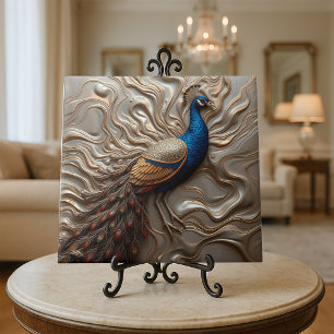Peacock Majestoso do Ornamentado Metálico de Bronz
