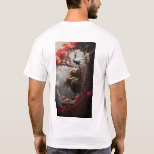 Peacock majestoso na camiseta da árvore antiga