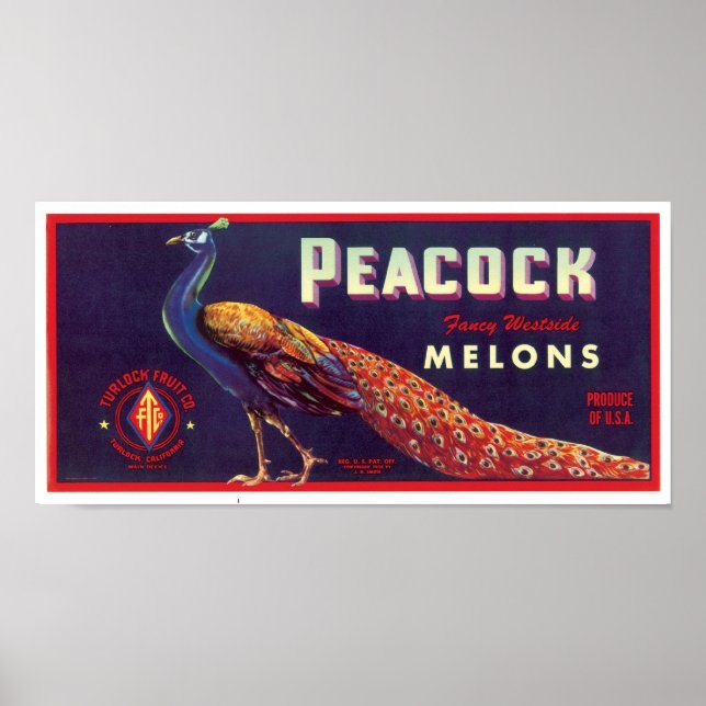 Peacock Melons Label Poster (Frente)