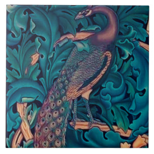 Peacock na Floresta, Azulejo Cerâmico William Mor