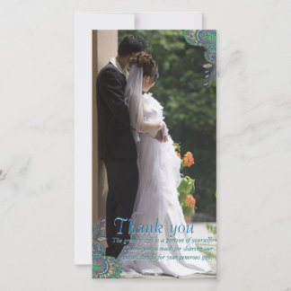 Peacock Paisley Weding Obrigado Cartões com fotos