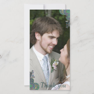 Peacock Paisley Weding Obrigado Cartões com fotos