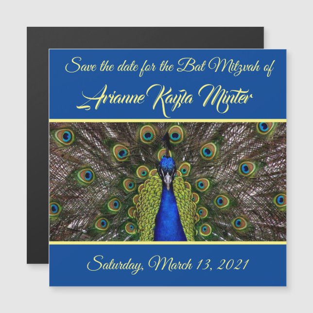 Peacock Plume Salvar o Cartão Magnético de Data (Frente/Verso)