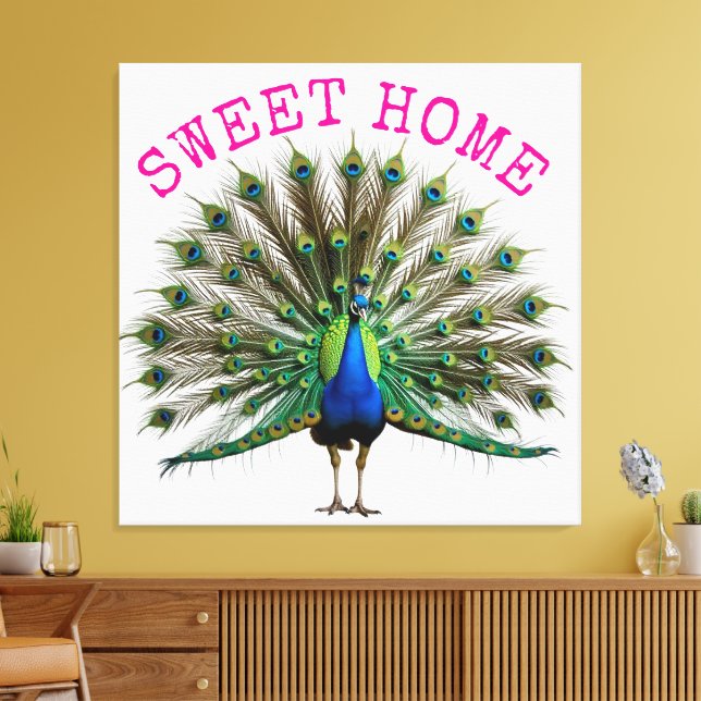 Peacock Premium Wrapped Canvas (Insitu(Sala de estar))