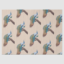 Peacock Series Design 9 Papel de Tecido Castanho