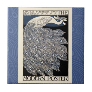 Peacock Vintage Blue Art Nouveau Art