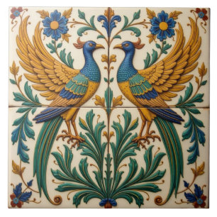 Peacocks espelhados Porta copos Azulejo cerâmica