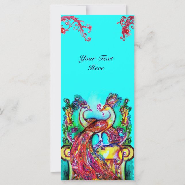 PEACOCKS NO AMOR azul-vermelho turquase verde (Frente)