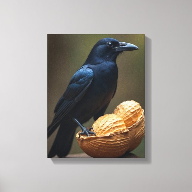 Peanut Lovers Crow-Raven Canvas Wall Art (Frente)
