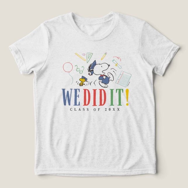 Peanuts Snoopy Woodstock We Did It Graduation Cap (Design frontal)