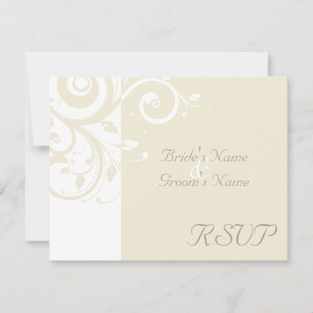 Pearl Cream Reverse Swirl Wedding Matching RSVP (Frente)