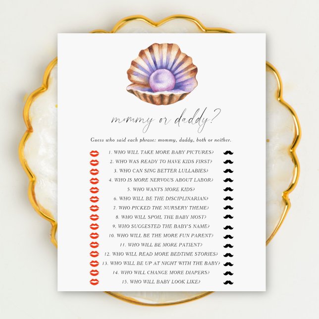 Pearl shell- mommy or daddy baby shower game (Criador carregado)