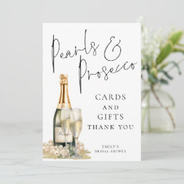 Pearls Cartões Prosecco e Cartão de Sinal de Prese