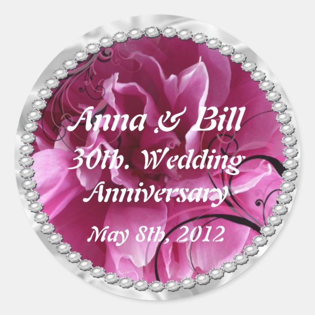 Pearls & Pink Floral Swirls - Guarde o adesivo de  (Frente)