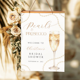 Pearls Prosecco Bridal Shower Poster Sign Digital