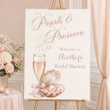 Pearls & Prosecco Bridal Shower Welcome Sign 