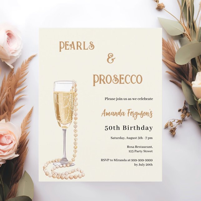Pearls Prosecco - convite para o aniversário de ou (Criador carregado)