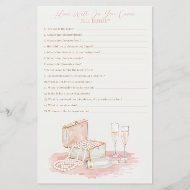 Pearls & Prosecco How Well Do You Know Her Game (Frente)