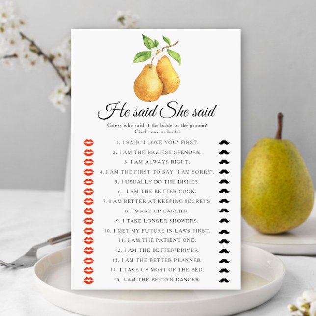 Pears Bridal shower He said she said game (Criador carregado)