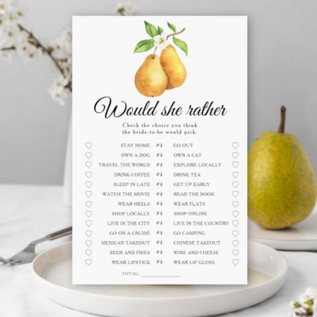 Pears Bridal shower Would she rather game (Criador carregado)