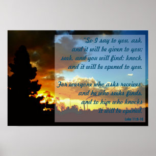 Peça, procure, bata 19" x 13", poster